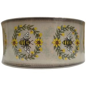 Member's Mark Premium Wired Edge Spring Ribbon, 2.5"x50Yds - Bees